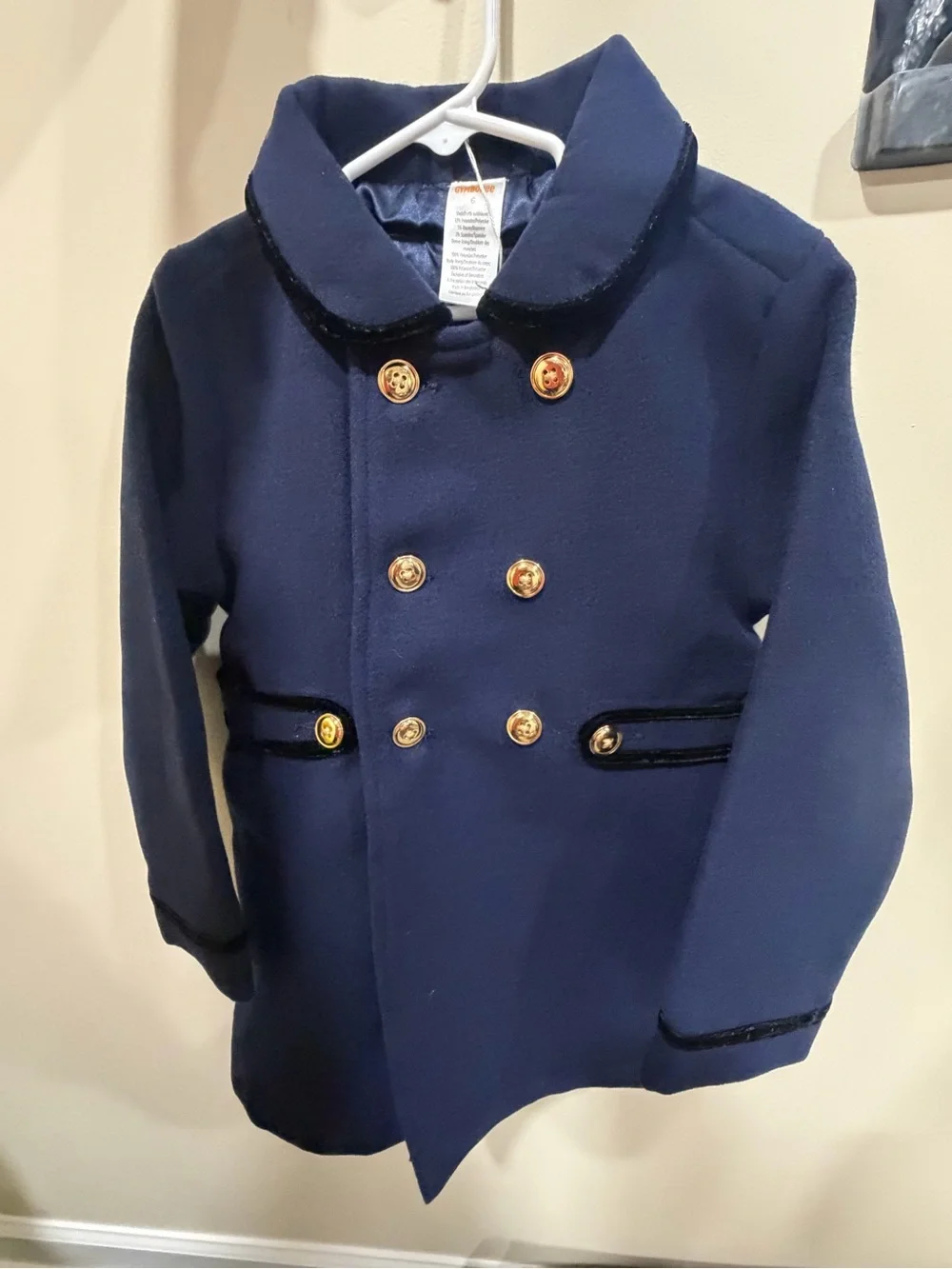 Gymboree Navy Pea Coat with Gold Buttons